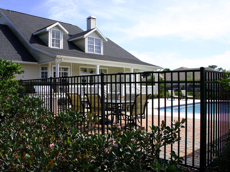 Residential ornamental steel fence installation