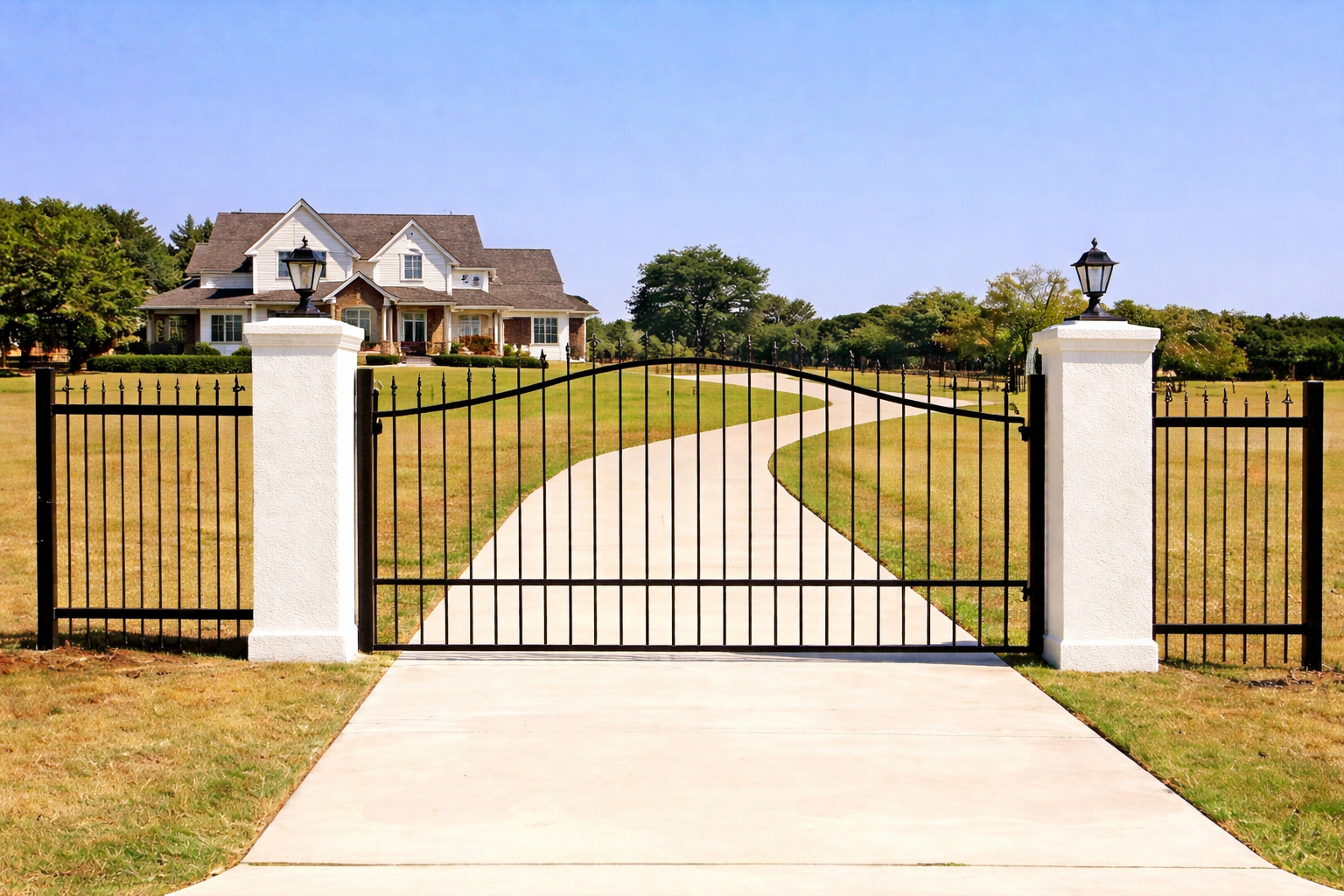 Fence with white stucco columns in Canton Georgia
